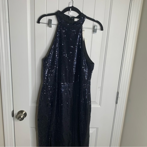 Likely Revolve black sequin halter Carrie formal gown size 14 prom wedding guest - Picture 3 of 10